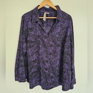 Penningtons Purple and Black Patterned Blouse